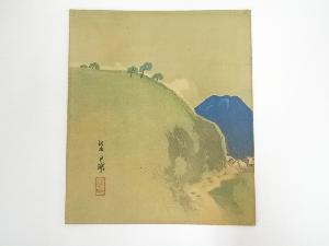 西沢笛畝筆　山水図　肉筆色紙